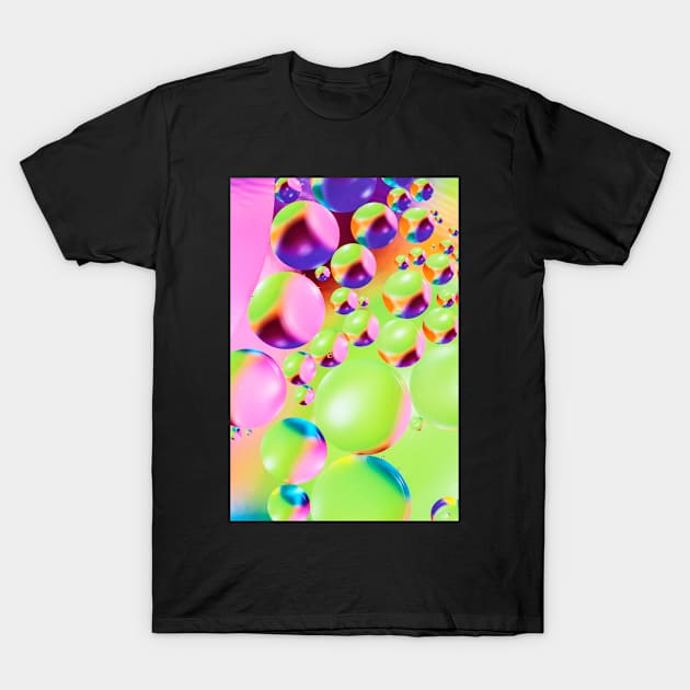 Colorful close up of oil drops in water T-Shirt by philippemx